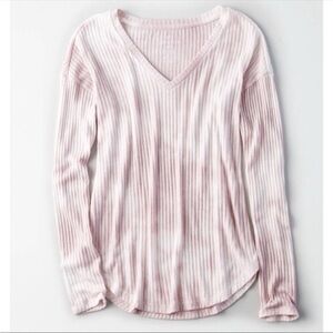 AMERICAN EAGLE Soft and Sexy Pink long Sleeve Rib Tie Dye Top M